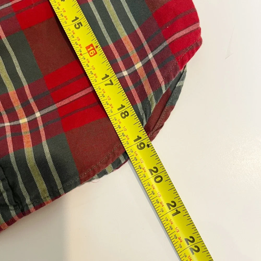 Ralph Lauren Kids Red Green Plaid Button Down Shirt Boys Sz 6 Cotton Long Sleeve